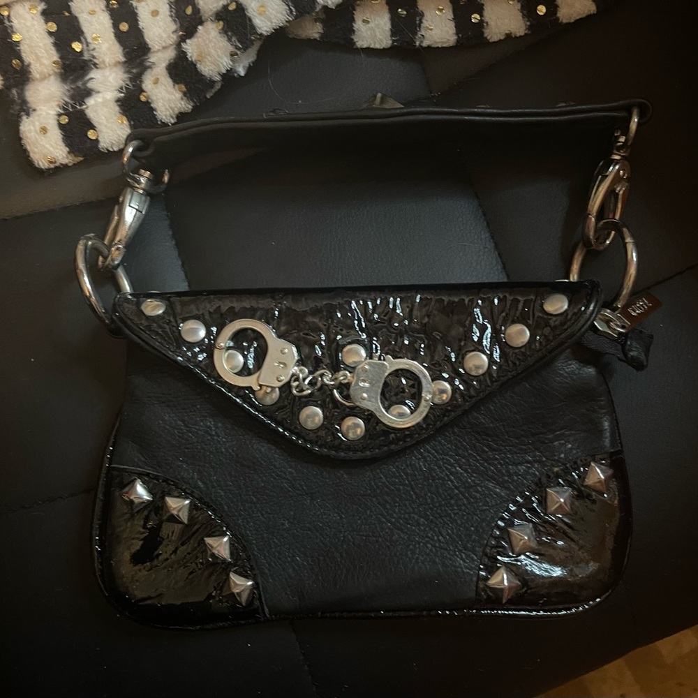 Barely Used Cuffz By Linz Black Leather Studded Clutch